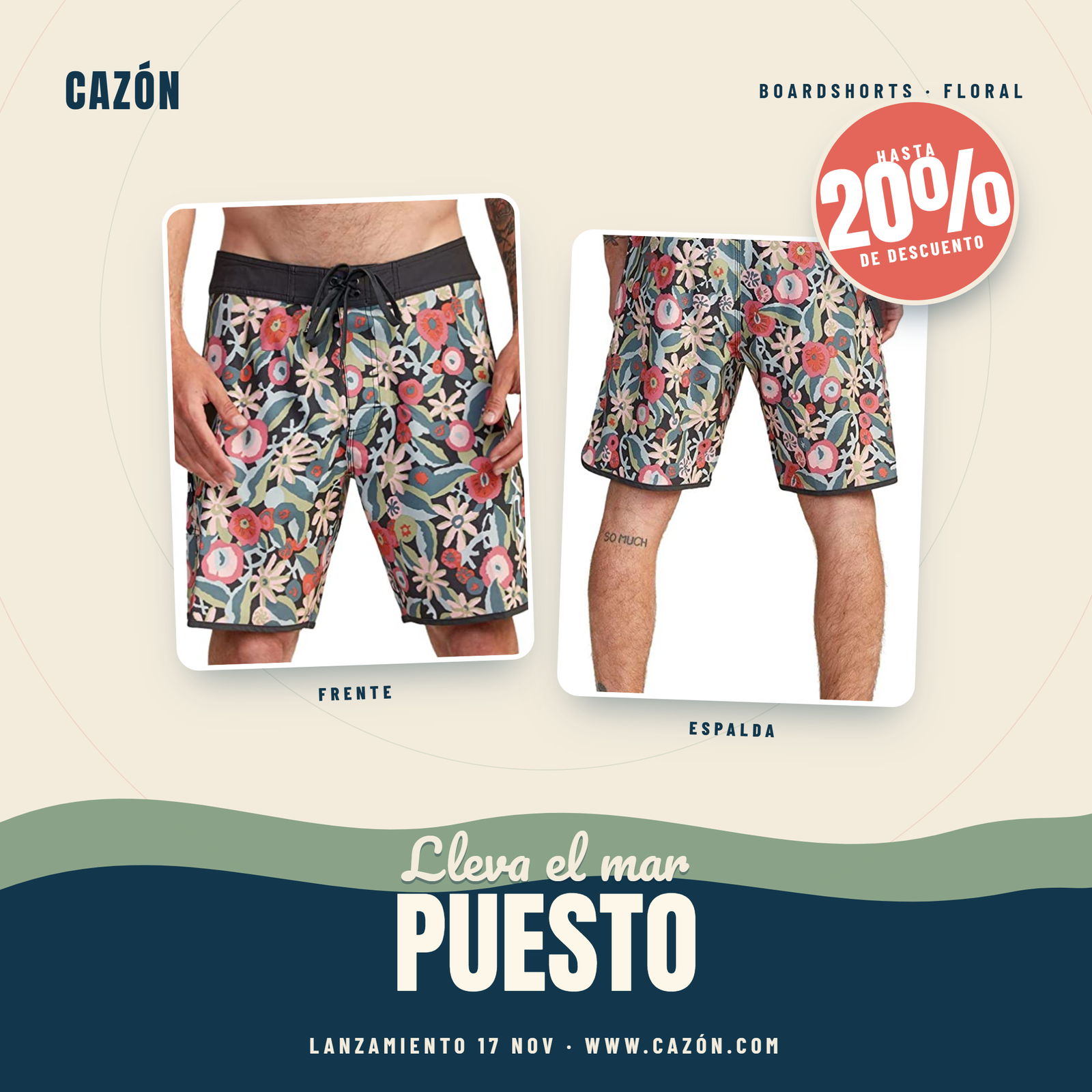Boardshort Hombre Floral Marea