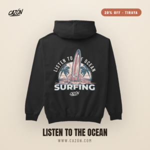 Hoodie Surfing Listen To The Ocean Negro