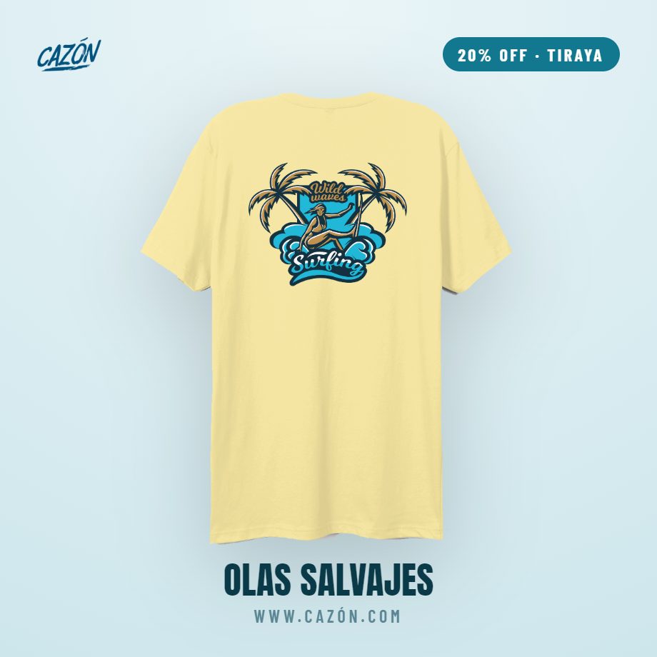 Camiseta Wild Waves Surfing Amarilla