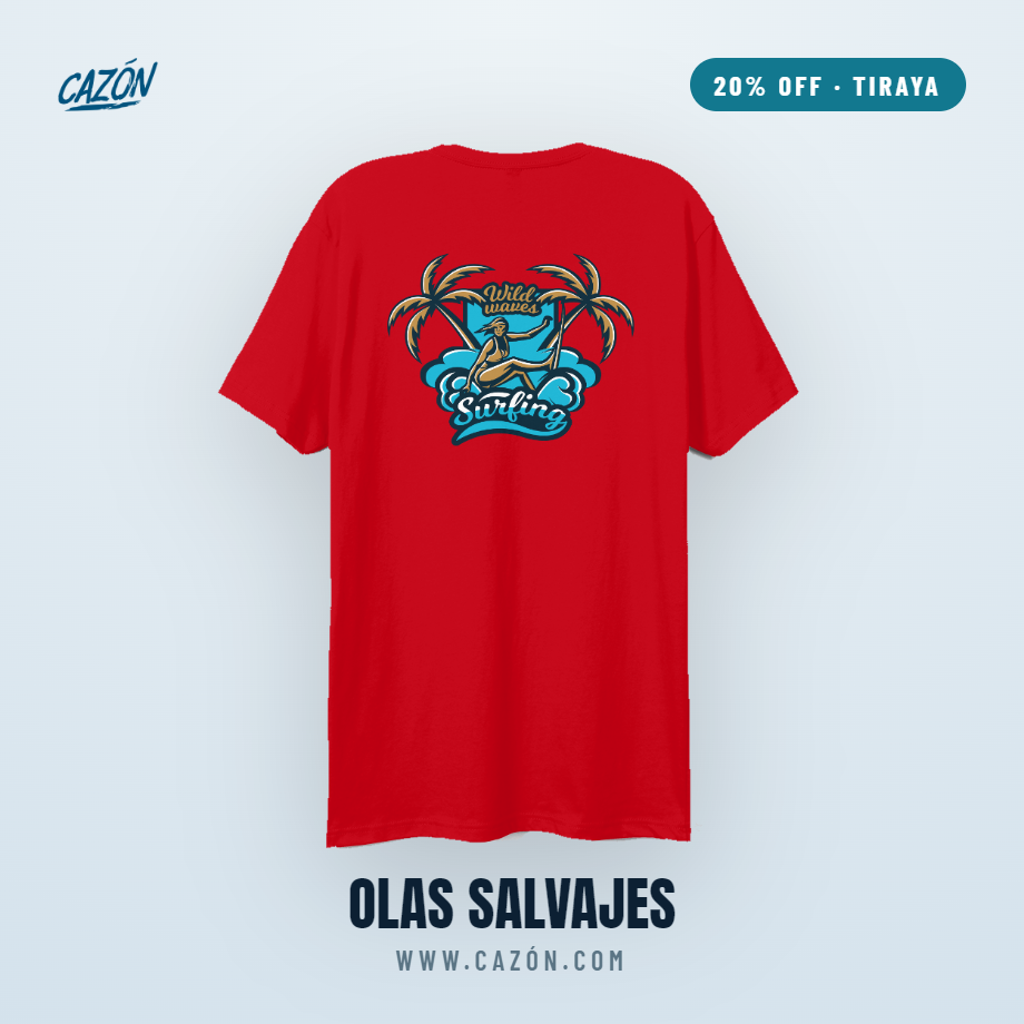 Camiseta Wild Waves Surfing Roja